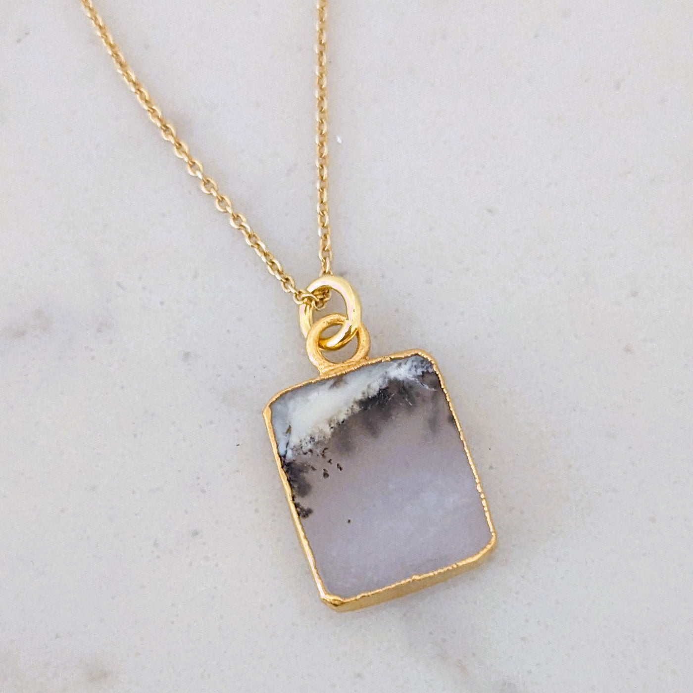 The Rectangle Dendritic Agate Necklace