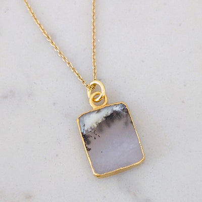 The Rectangle Dendritic Agate Necklace