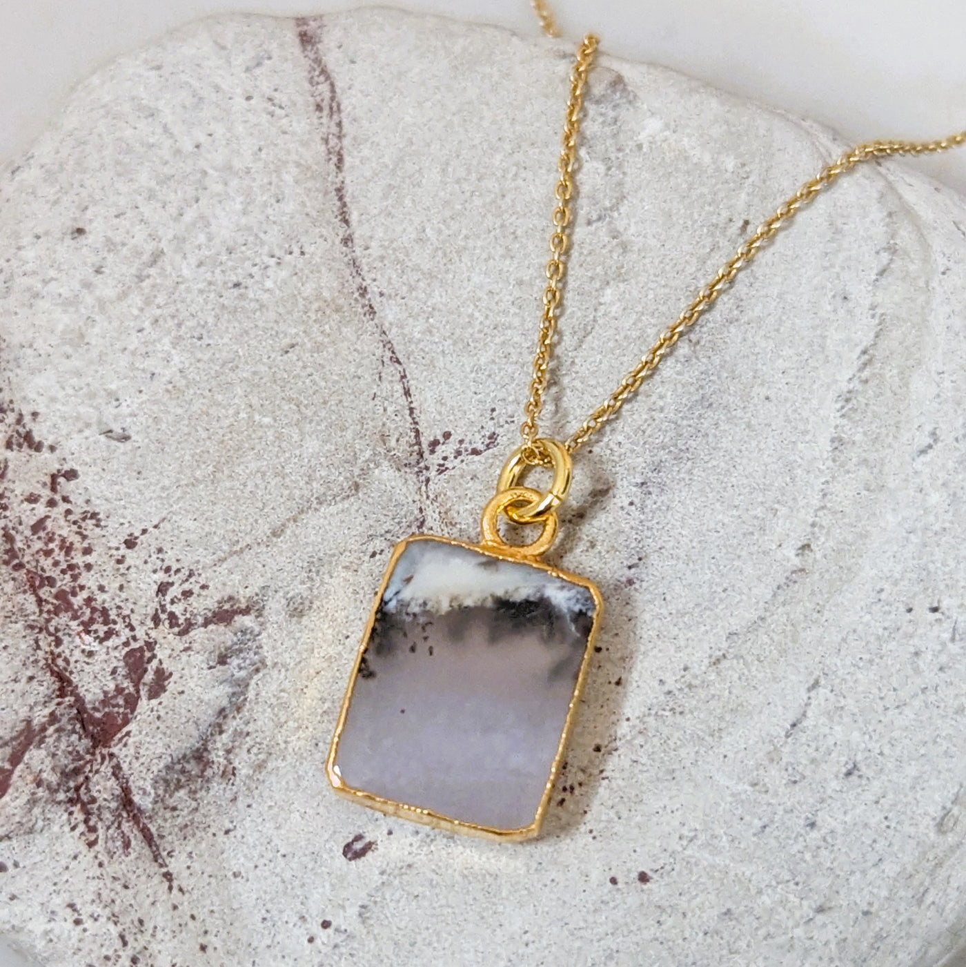 The Rectangle Dendritic Agate Necklace