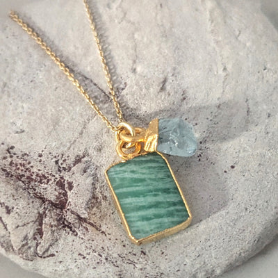 The Duo Amazonite Necklace - 18ct Gold Plated