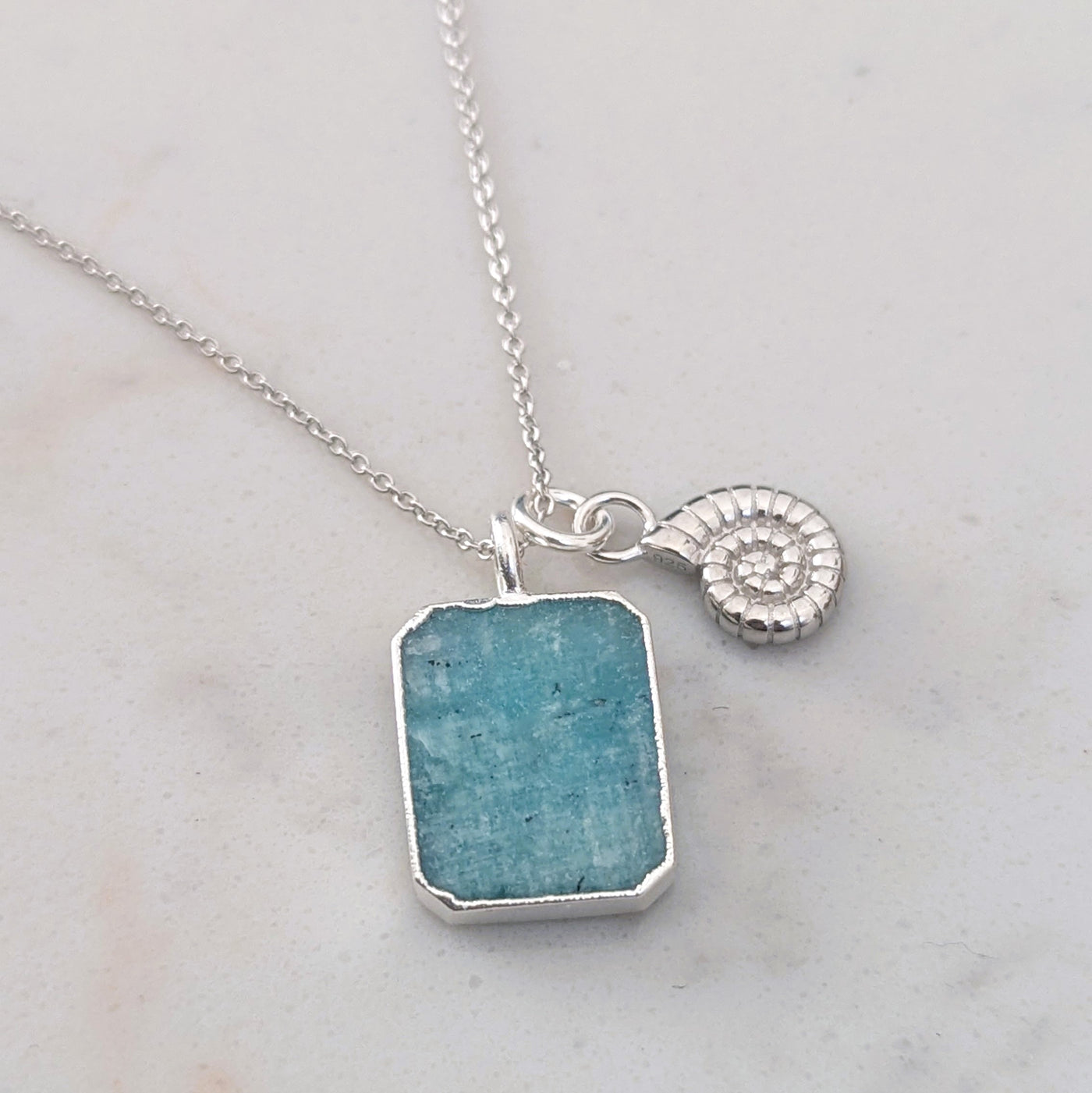 sterling silver amazonite pendant necklace