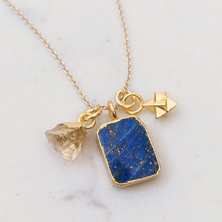 lapis and citrine pendant necklace