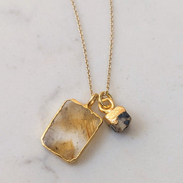 The Duo Citrine Necklace 18ct Gold Plated