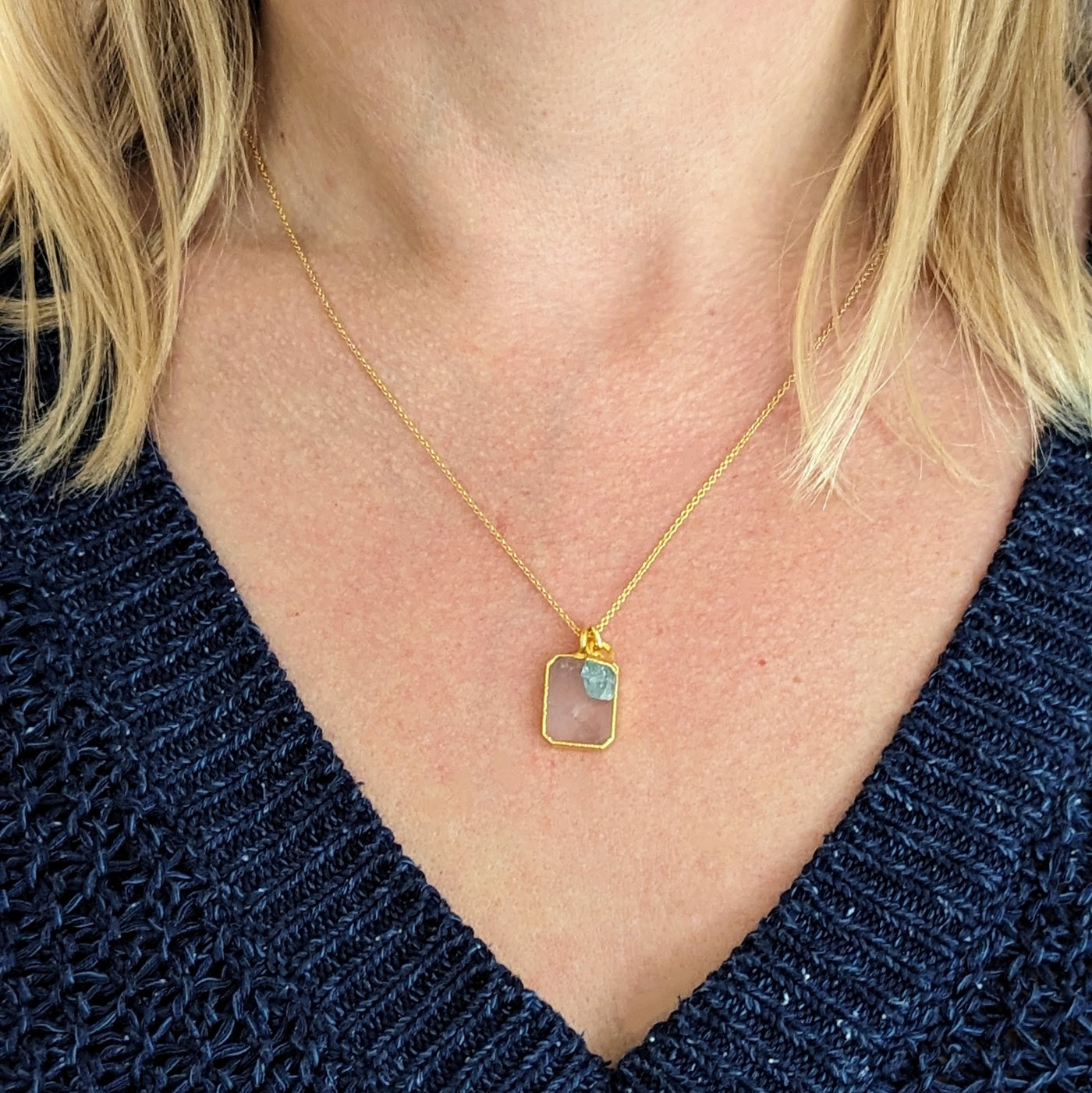 The Duo Rose Quartz Necklace