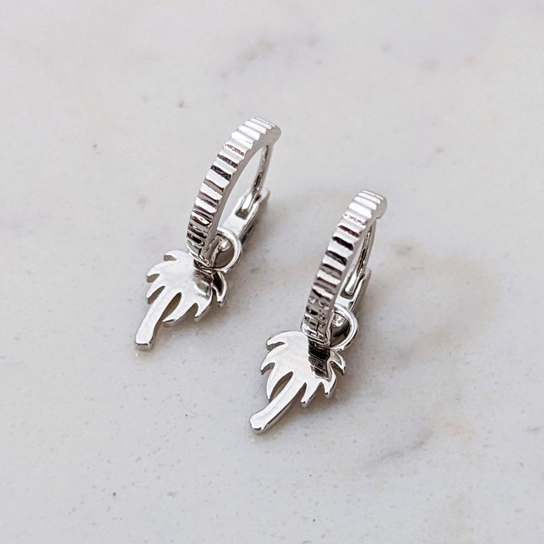 palm tree silver earrings