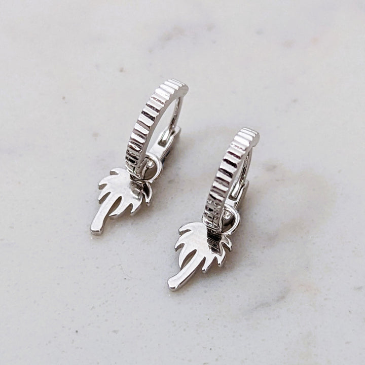 palm tree silver earrings
