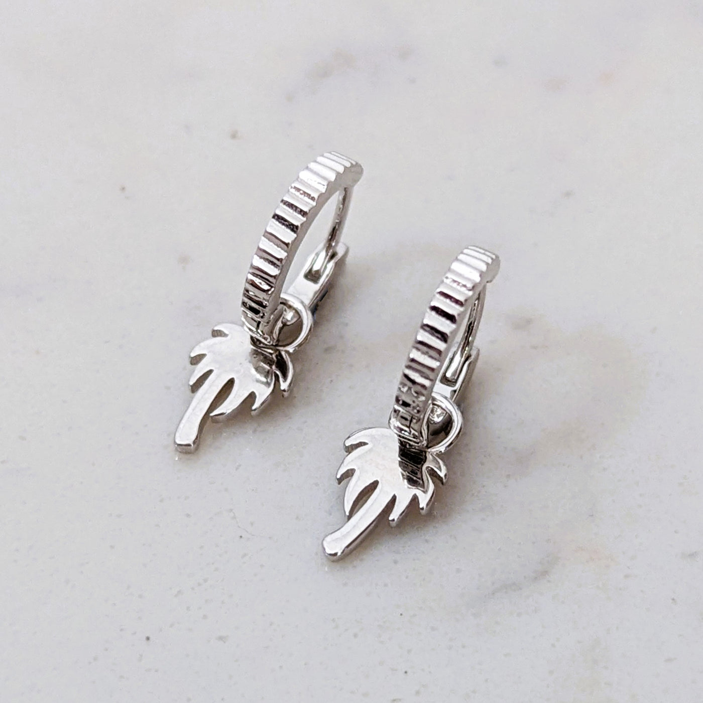 palm tree silver earrings