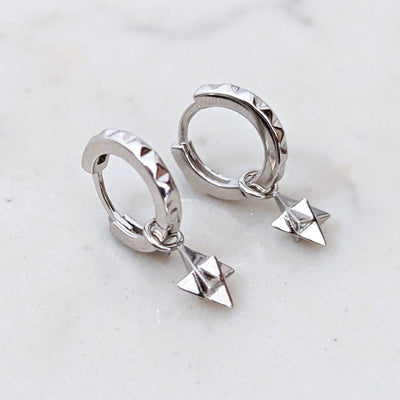 sterling silver tetrahedron star earrings
