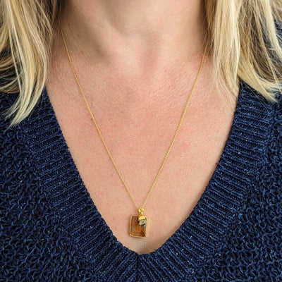 The Duo Citrine Necklace - 18ct Gold Plated