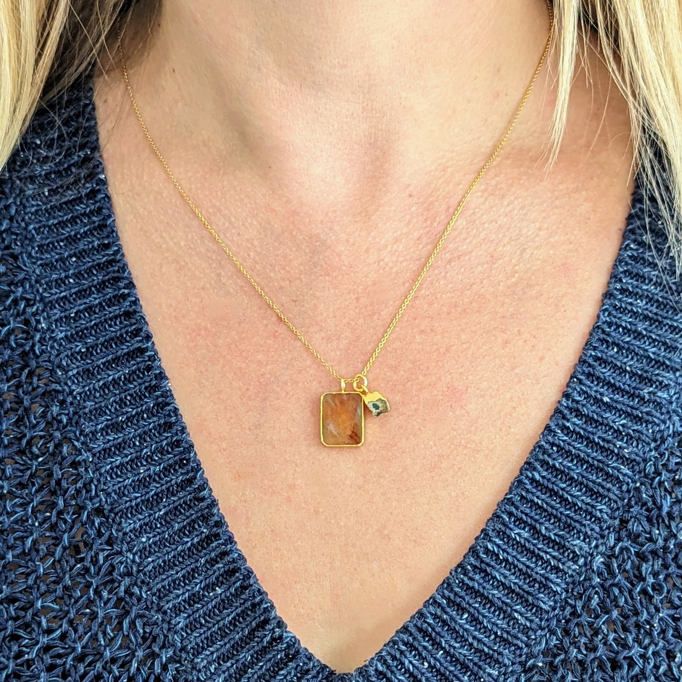 The Duo Citrine Necklace - 18ct Gold Plated