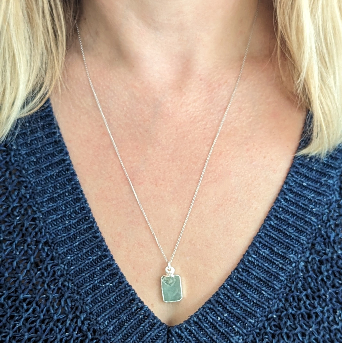 The Duo Aquamarine Necklace - Sterling Silver