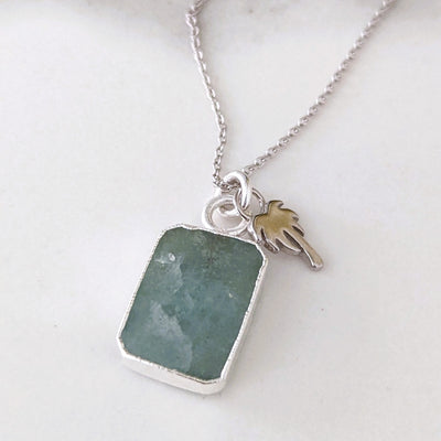 The Duo Aquamarine Necklace - Sterling Silver