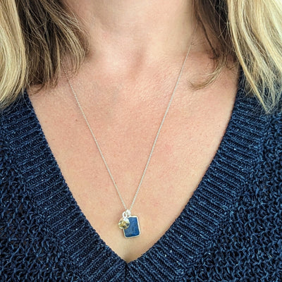 The Duo Lapis Lazuli Necklace - Sterling Silver