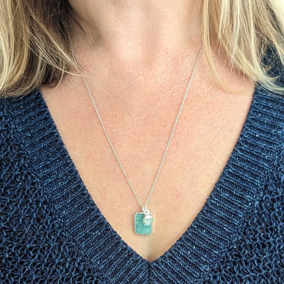 The Duo Amazonite Necklace - Sterling Silver