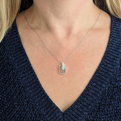 sterling silver rose quartz pendant necklace