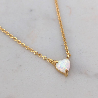 tiny opal heart gold plated necklace
