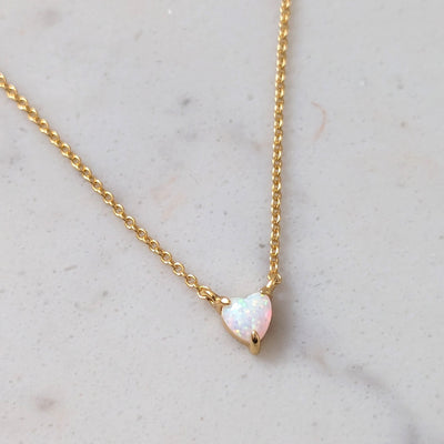 tiny opal heart gold plated necklace