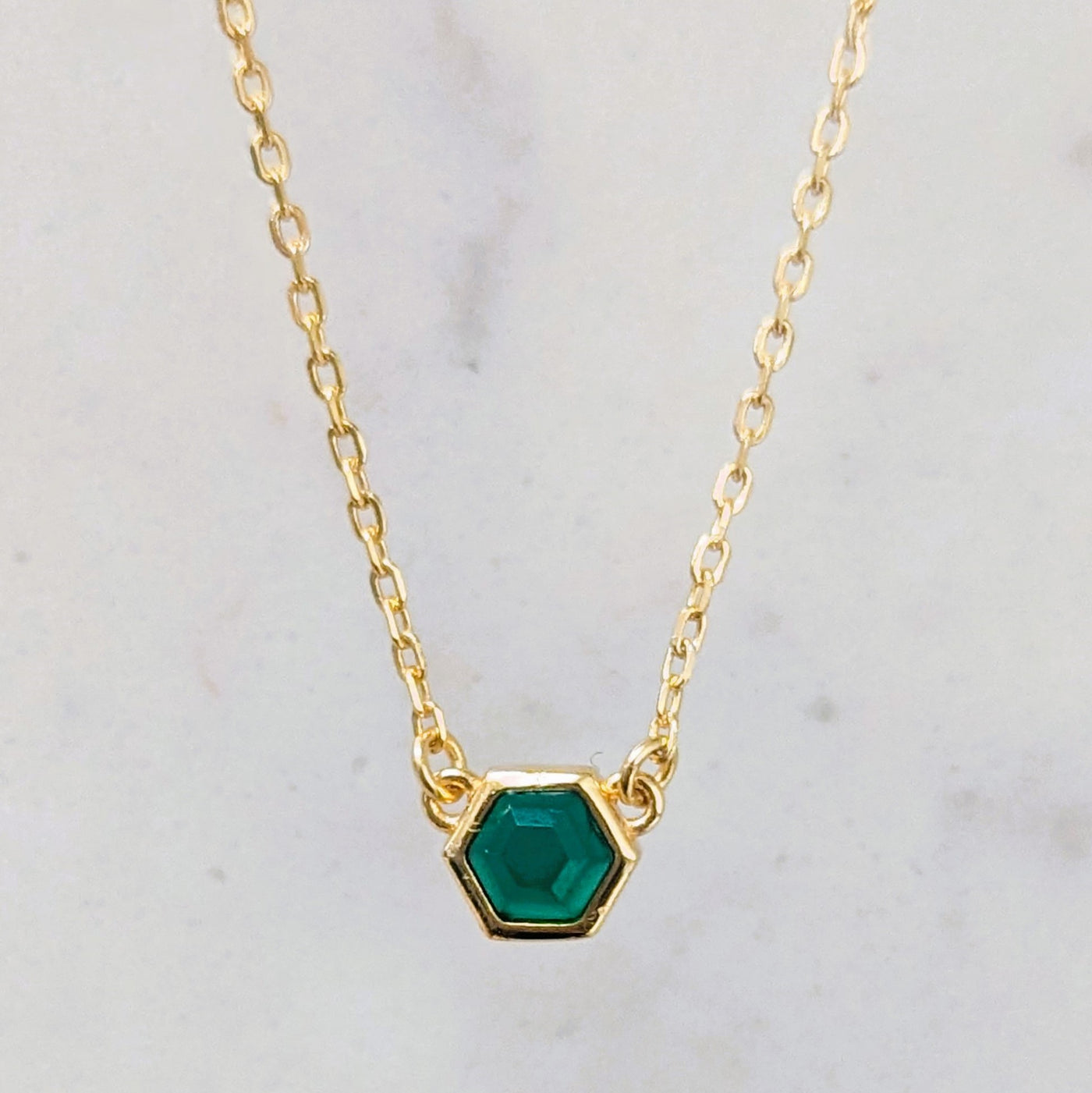 18 carat gold plated green onyx necklace