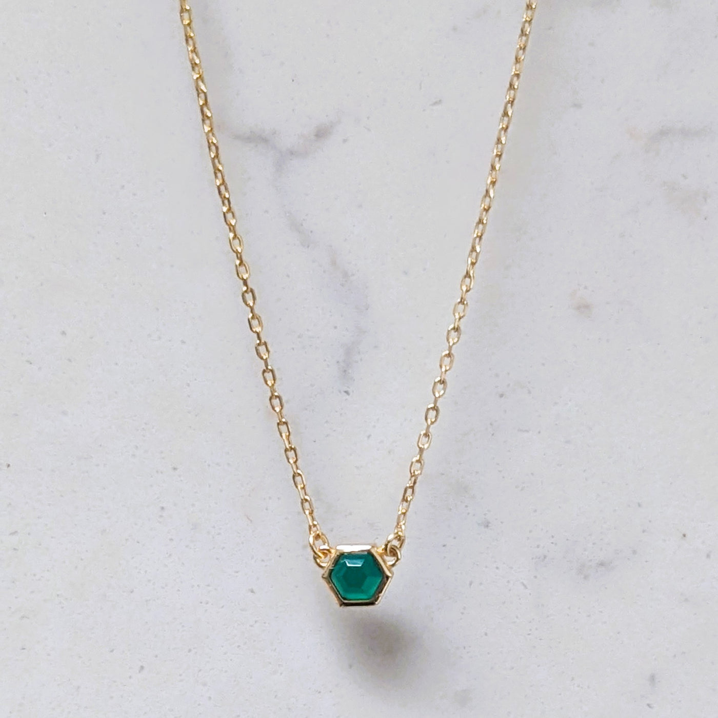 18 carat gold plated green onyx necklace 