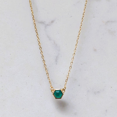 18 carat gold plated green onyx necklace 