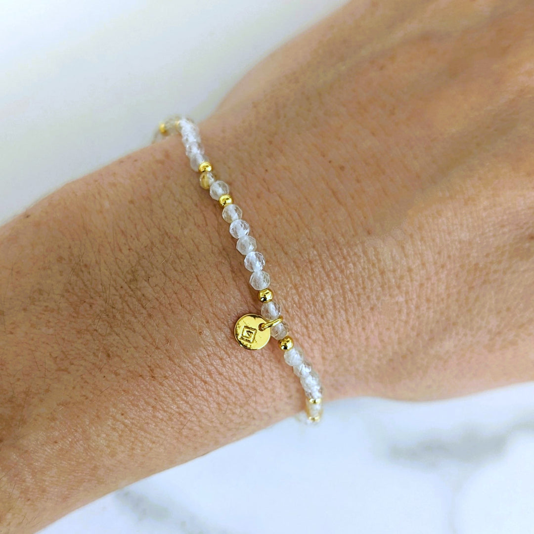 golden rutile quartz and gold bead gemstone bracelet 