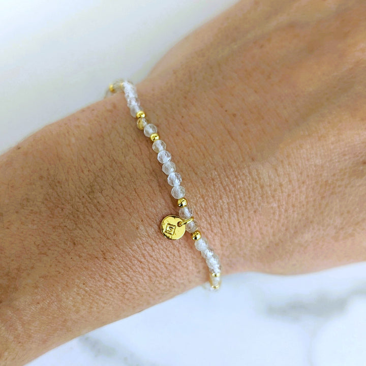 golden rutile quartz and gold bead gemstone bracelet 