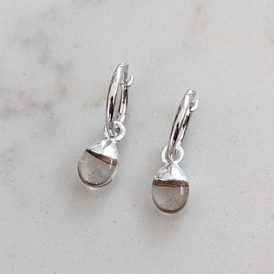april birthstone clear quartz earrings
