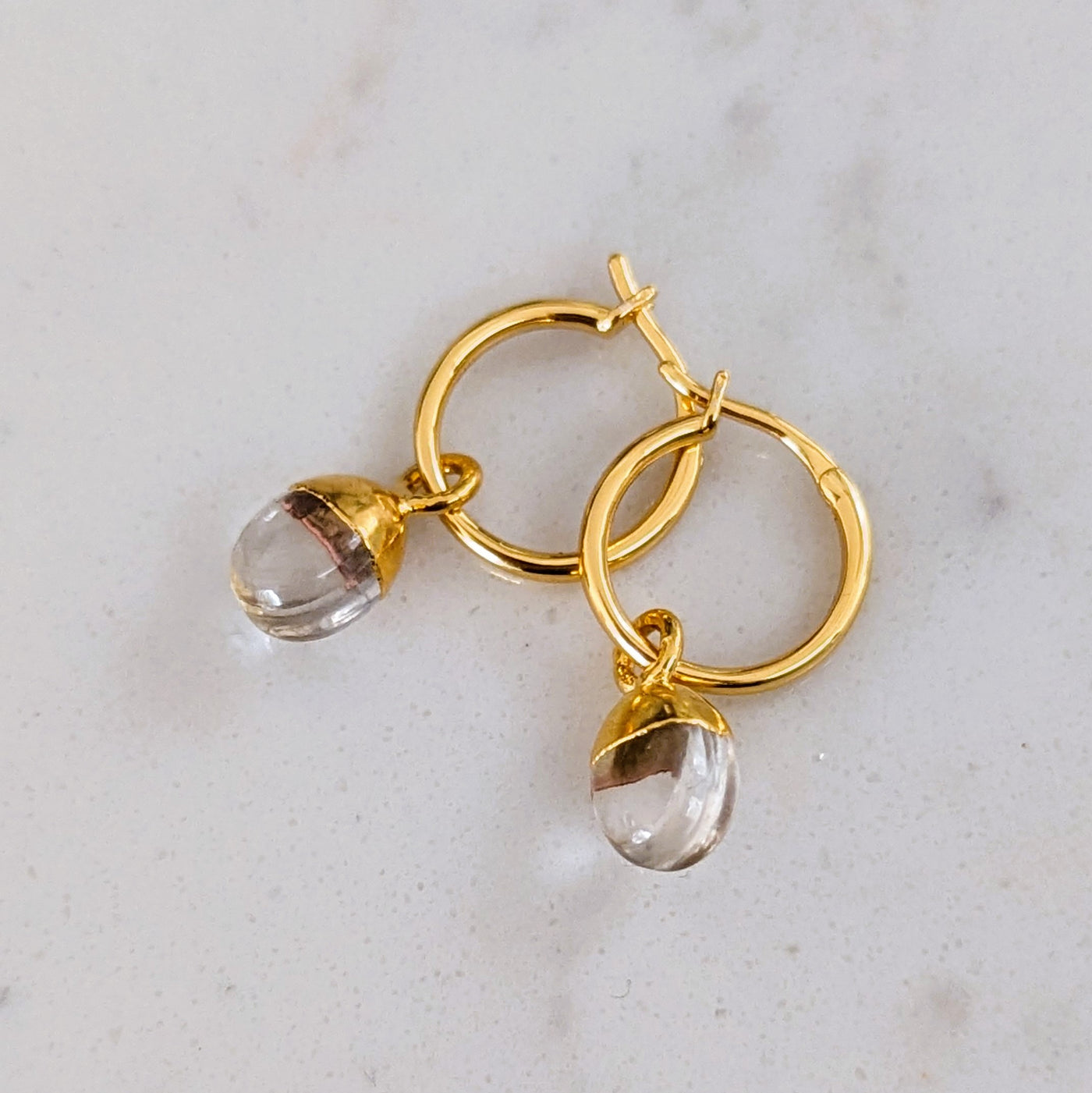 clear quartz April birthstone earrings