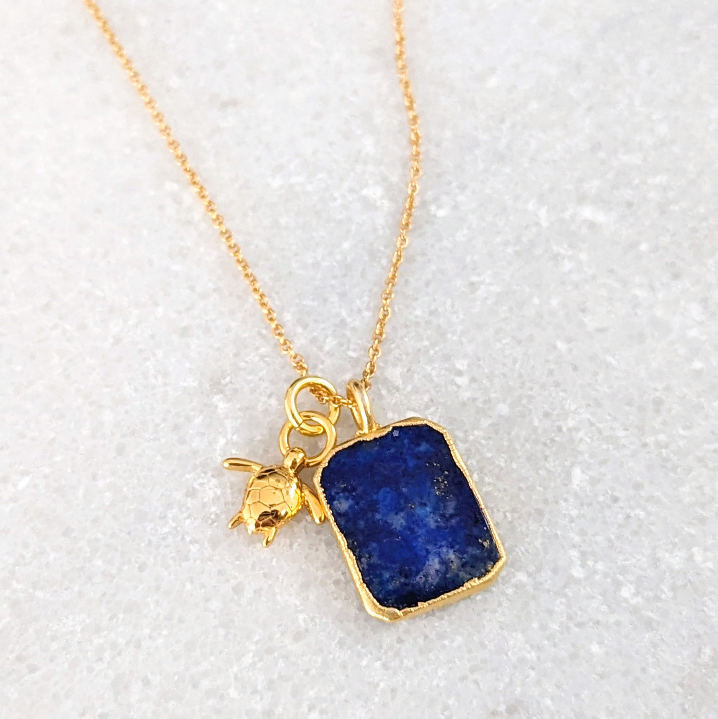 The Duo Lapis Lazuli Necklace - 18ct Gold Plated