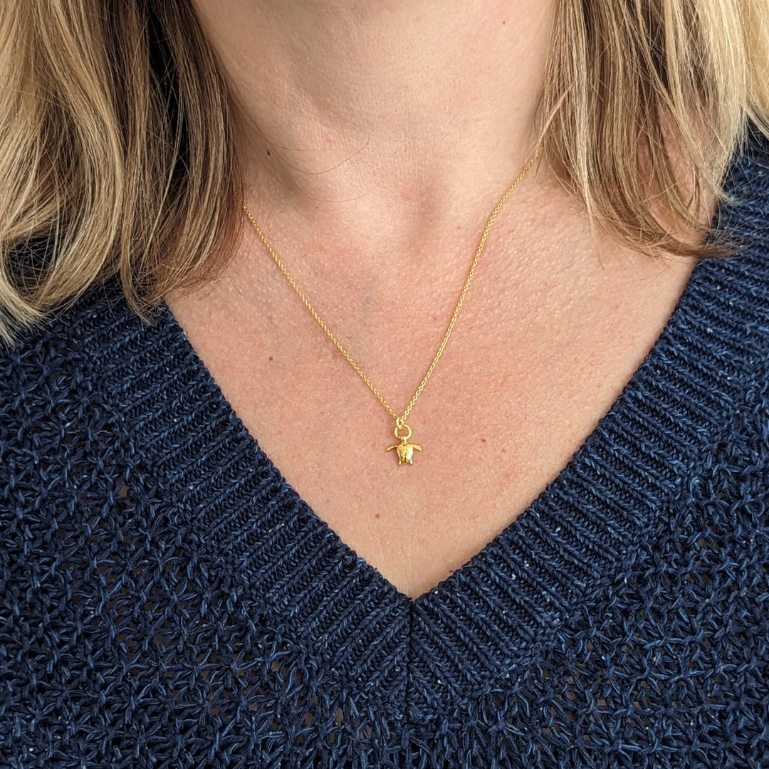 18 carat gold plated sterling silver turtle necklace