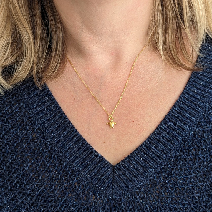 18 carat gold plated sterling silver turtle necklace