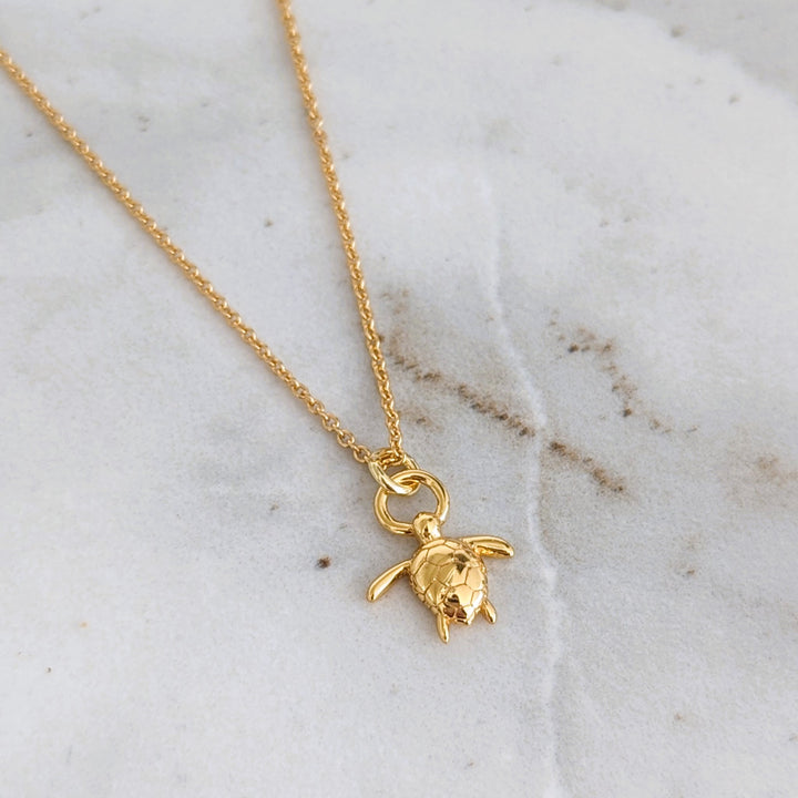 18 carat gold plated sterling silver turtle necklace