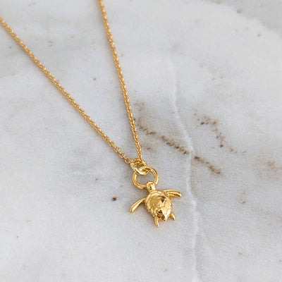 18 carat gold plated sterling silver turtle necklace