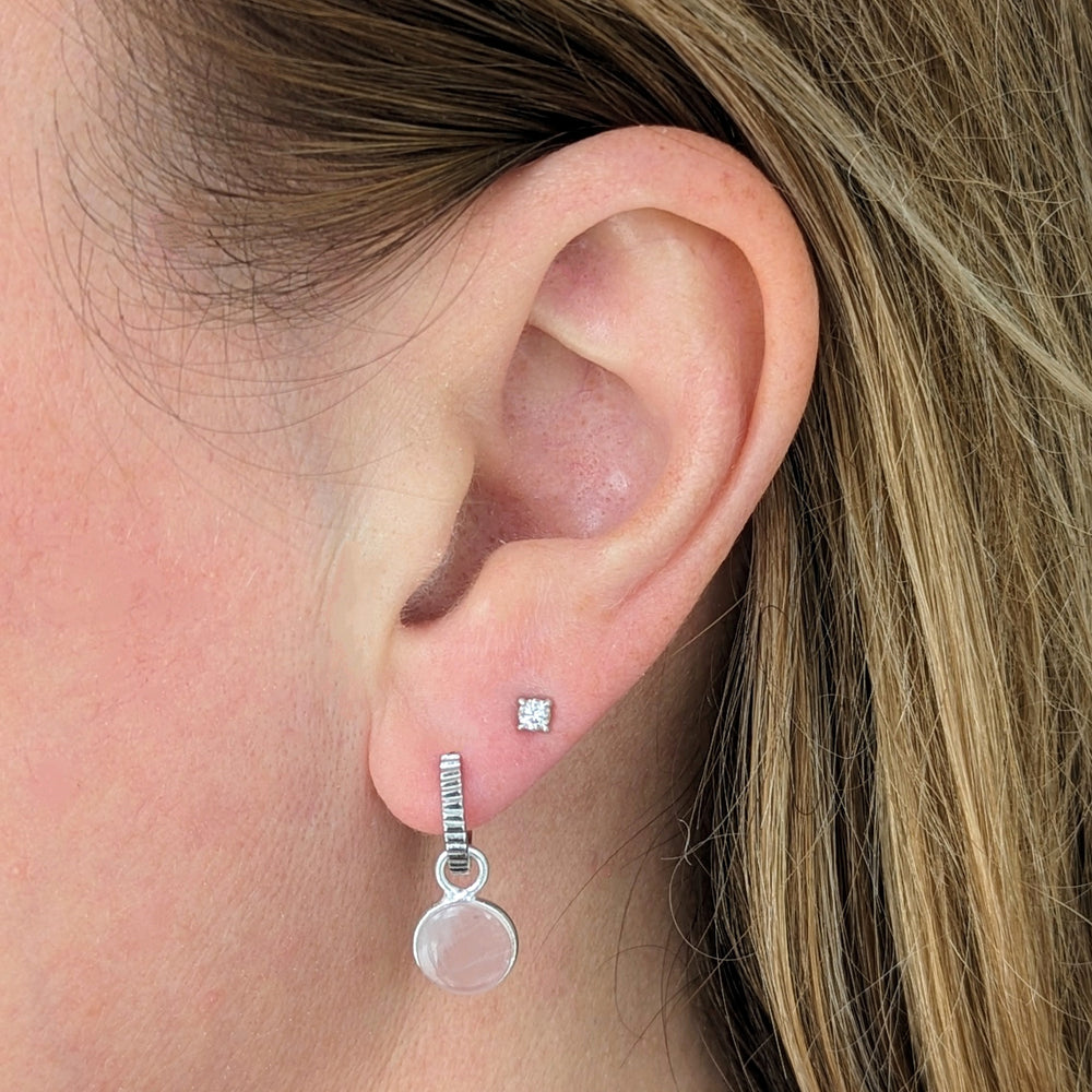 sterling silver rose quartz January birthstone earrings