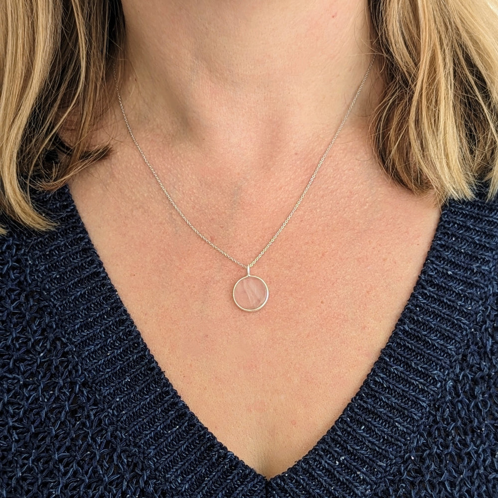 sterling silver rose quartz january birthstone necklace