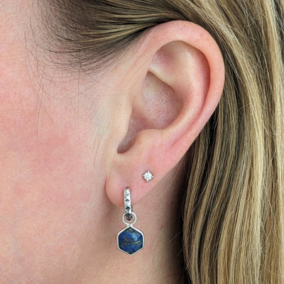sterling silver lapis lazuli hexagon earrings