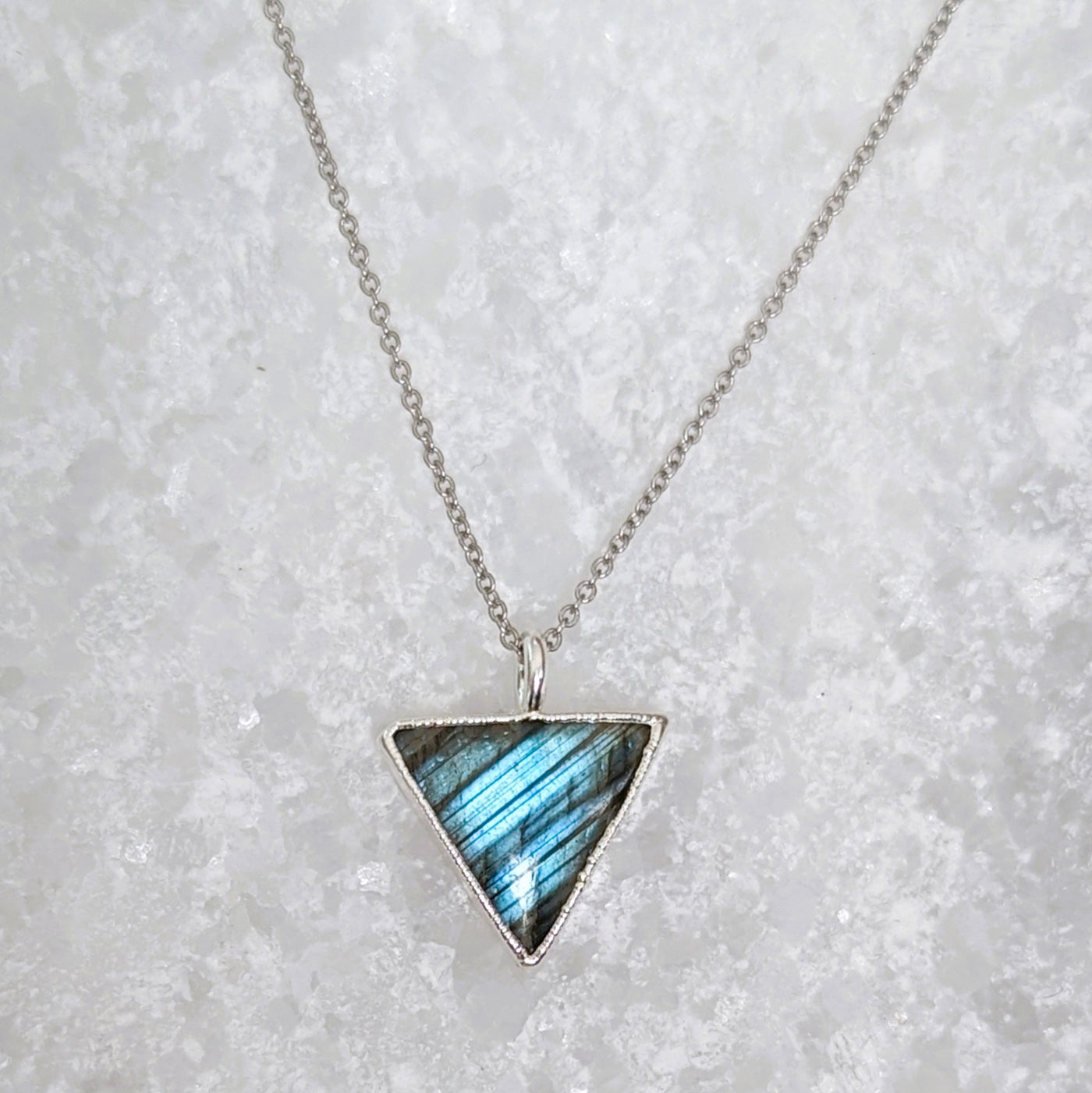 sterling silver triangular labradorite pendant necklace