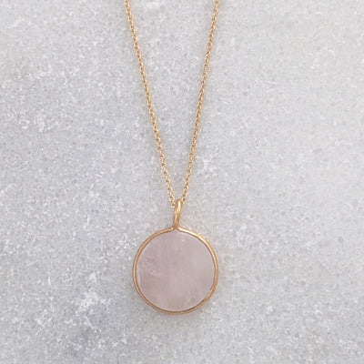 18 carat gold plated rose quartz January birthstone necklace