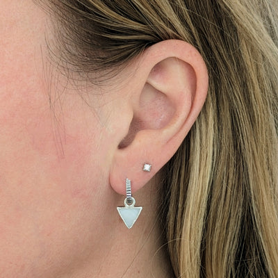 sterling silver mother of pearl hoop earrings