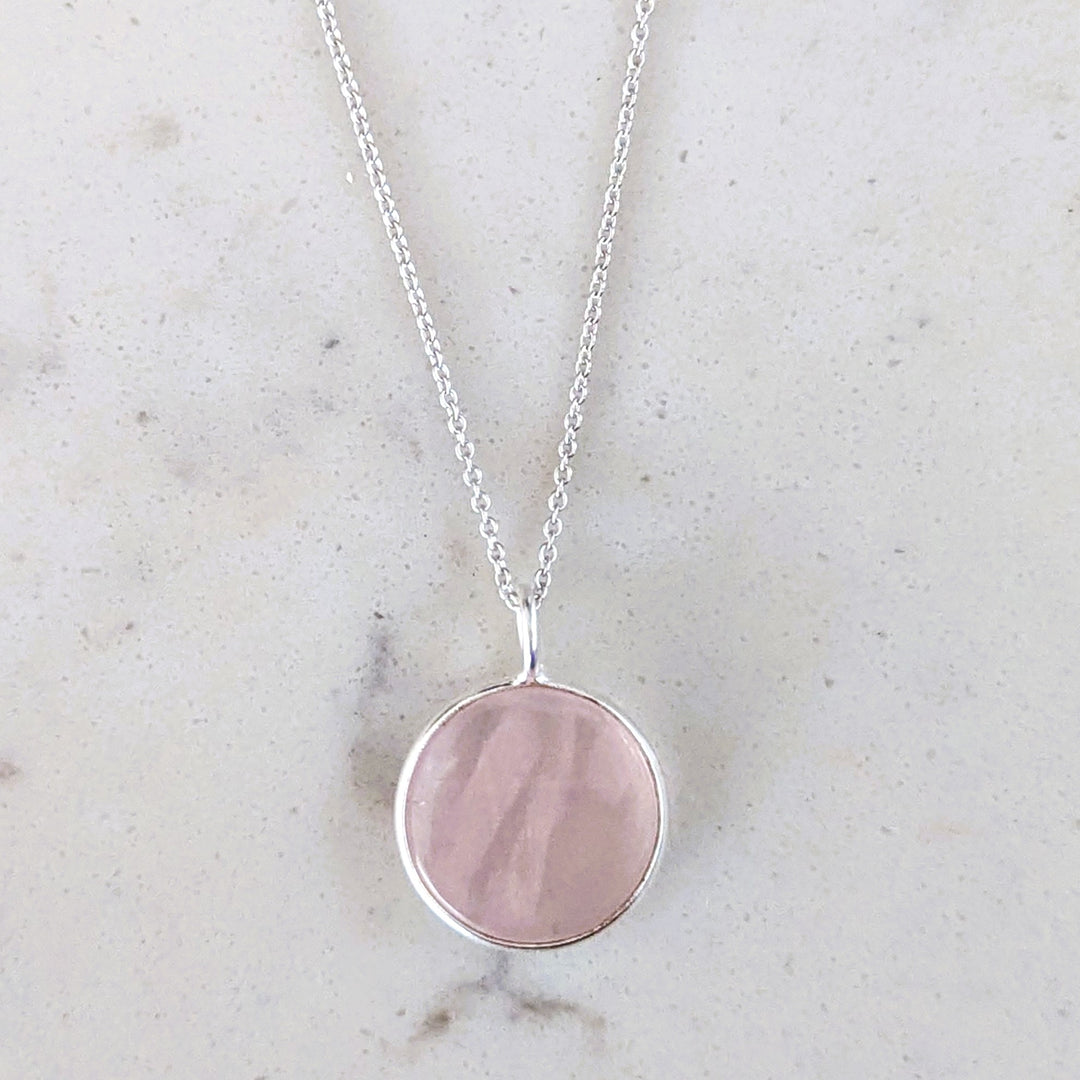 sterling silver rose quartz january birthstone necklace