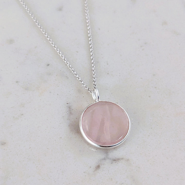 sterling silver rose quartz january birthstone necklace
