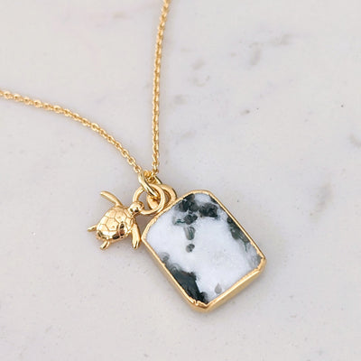 The Duo Tree Agate Necklace - 18ct Gold Plated