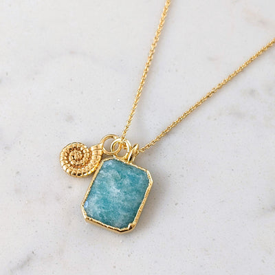 The Duo Amazonite Necklace - 18ct Gold Plated