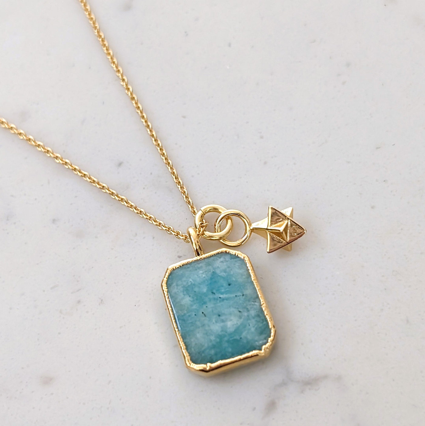 The Duo Amazonite Necklace - 18ct Gold Plated