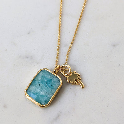 The Duo Amazonite Necklace - 18ct Gold Plated