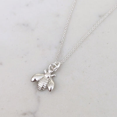 Sterling silver bee pendant necklace
