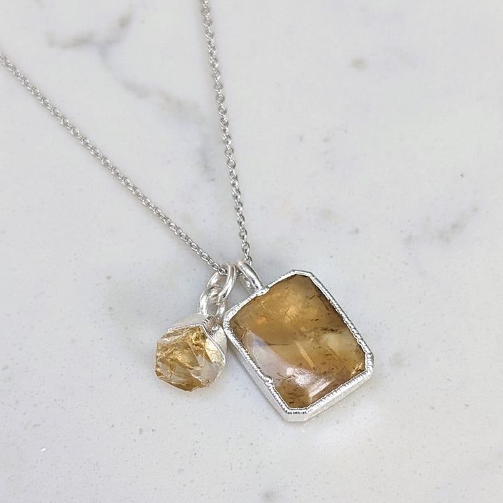 citrine silver pendant necklace