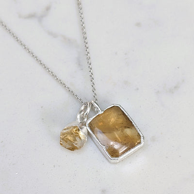 citrine silver pendant necklace