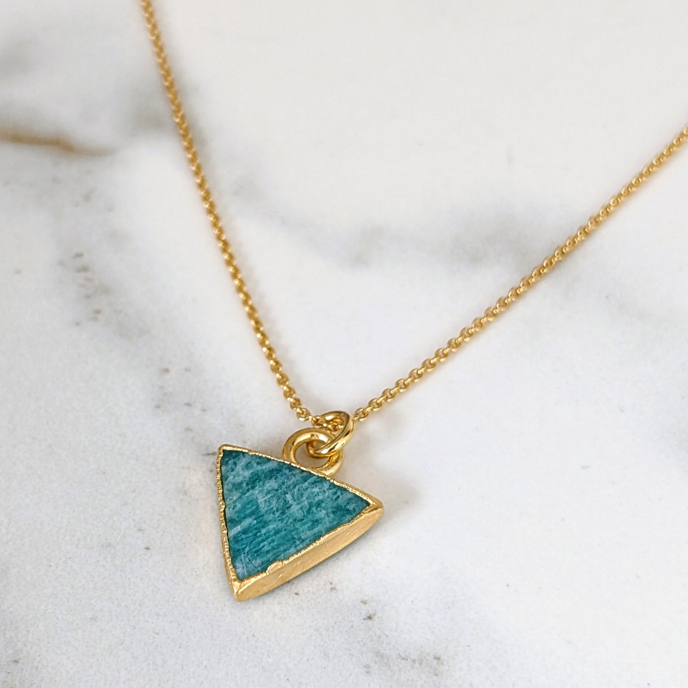 gold amazonite triangular charm necklace