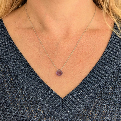 The Nuget silver amethyst February birthstone necklace